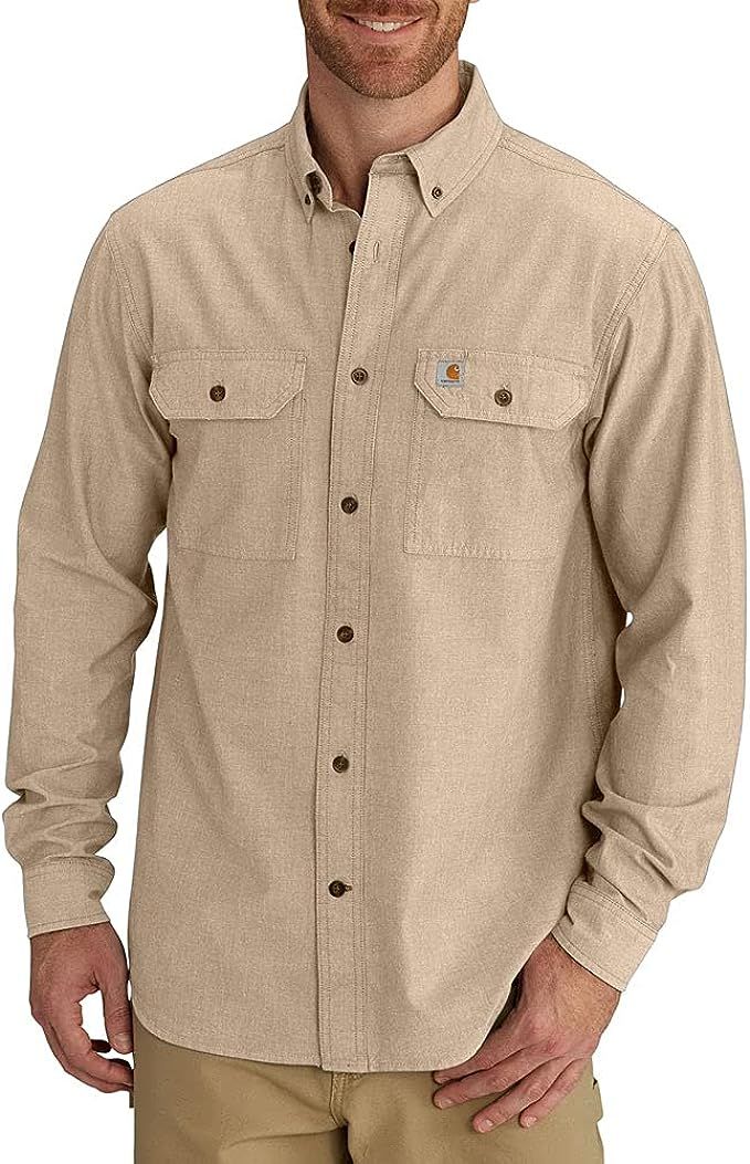 Carhartt Men's Fort Lightweight Chambray Button Front Relaxed Fit LS Shirt S202 | Amazon (US)