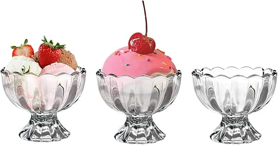 Vintage Glass Dessert Bowls, Ice Cream cups, 5oz Dessert cups, for Sundae, Fruit, Ice Cream, Pudd... | Amazon (US)
