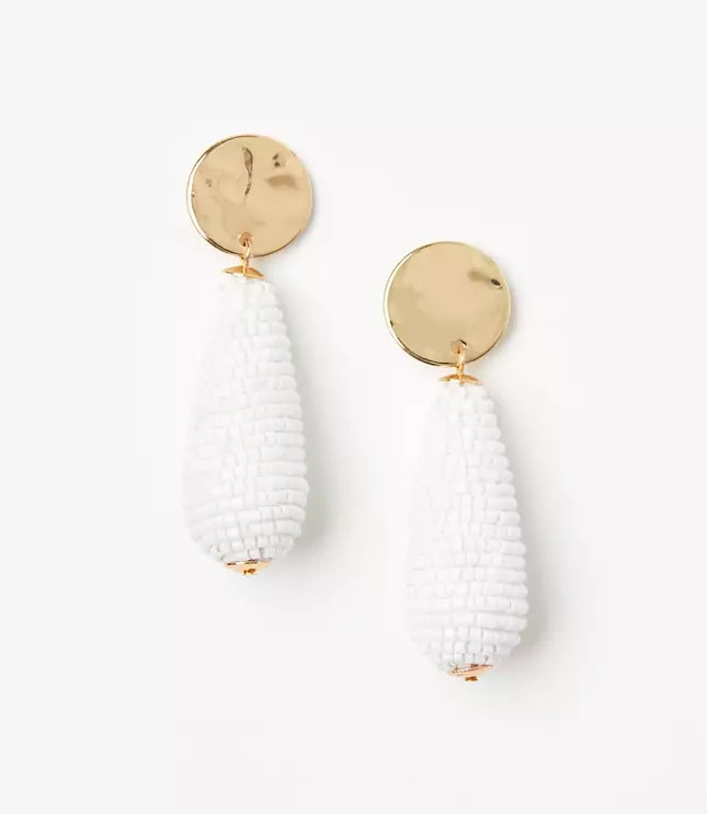 Molded Coin Beaded Drop Earrings | LOFT
