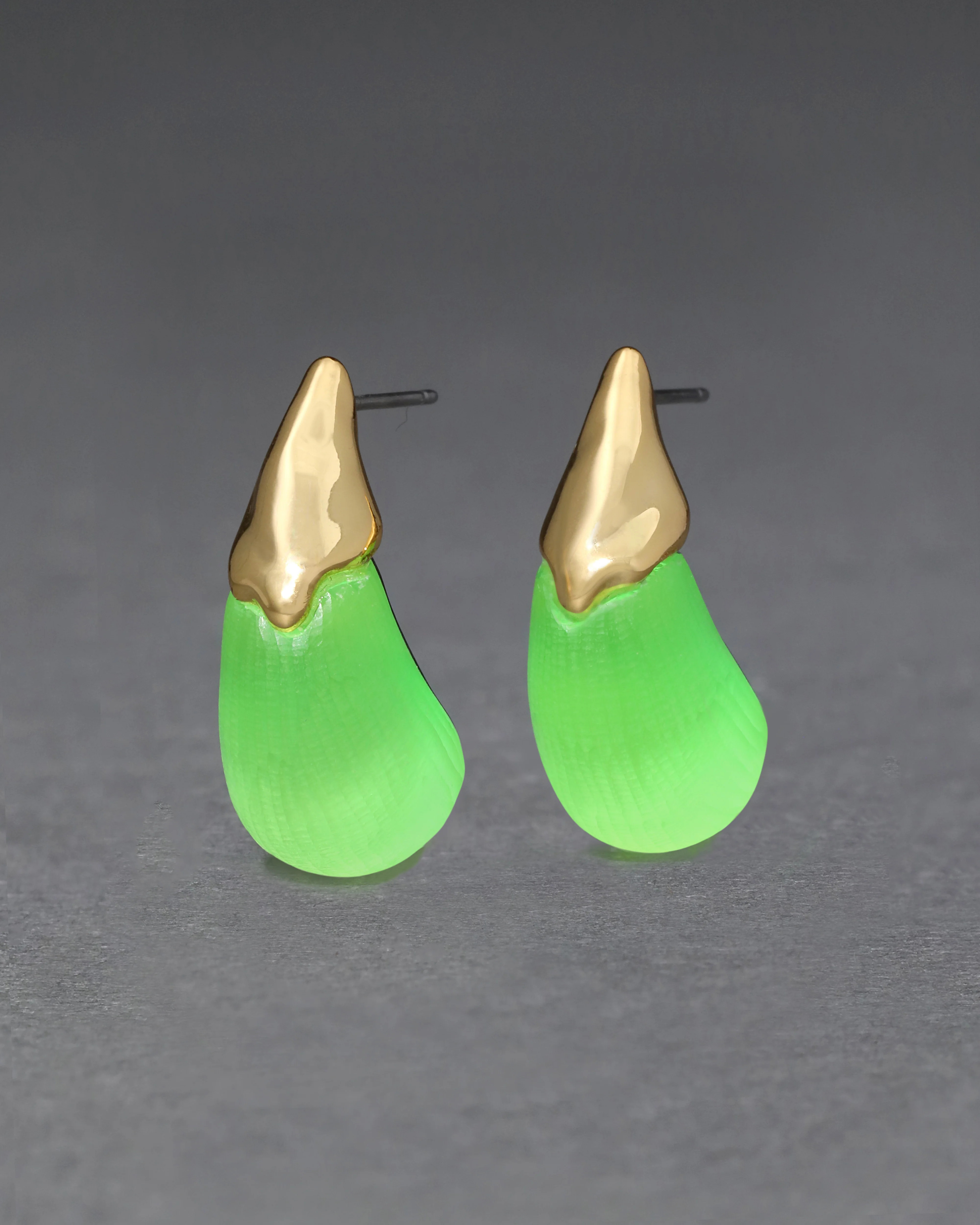 Neon Green Luminous Lucite Arched Small Post Earring | Alexis Bittar | Alexis Bittar