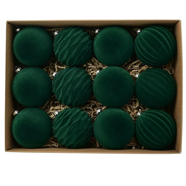 Clearance!XEOVHV Christmas Tree Ornaments Velvet Balls - Pack of 12pcs Shatterproof Xmas Bulbs De... | Walmart (US)