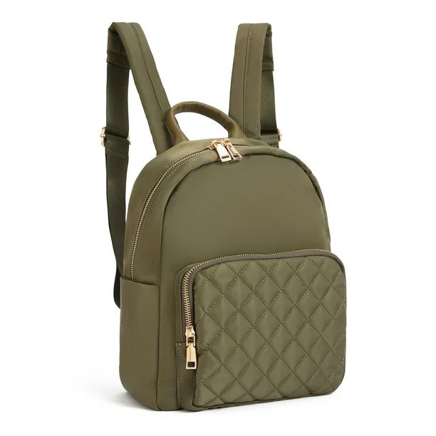 Becool Women's Nylon Medium Olive Backpack with Quilted Front Pocket - Walmart.com | Walmart (US)