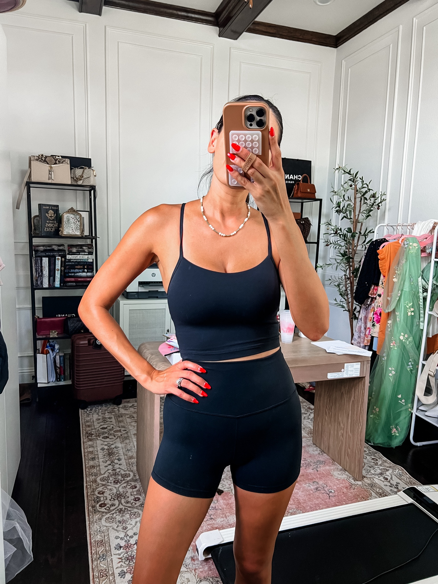 Small top
XS shorts 

#LTKActive #LTKFindsUnder50