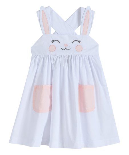 White & Pink Bunny Ears Sleeveless Babydoll Dress - Infant, Toddler & Girls | Zulily
