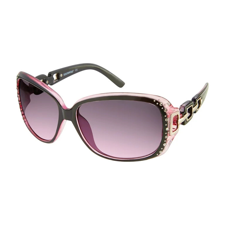 Southpole Women's 1017SP Rhinestone UV400 Protective Rectangular Fashion Sunglasses, 62mm | Walmart (US)