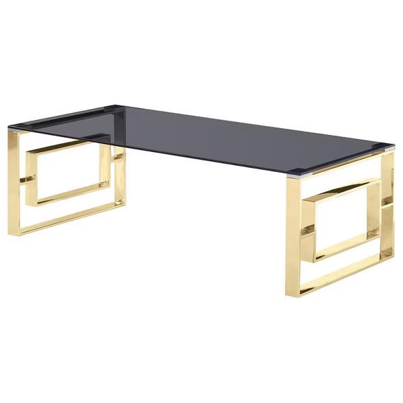 Mallory Stainless Steel and Smoked Glass Coffee Table in Gold - Best Master Furniture | Target