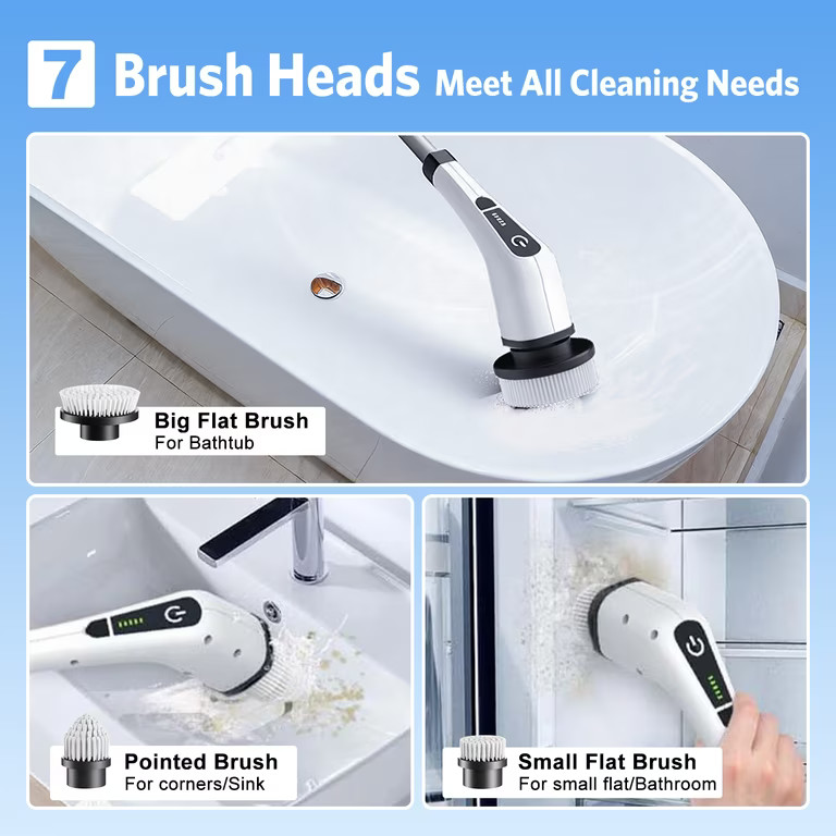 Hoofun 500RPM Cordless Electric Spin Scrubber 25W Power Brush for Bathroom Tub Shower | Walmart (US)