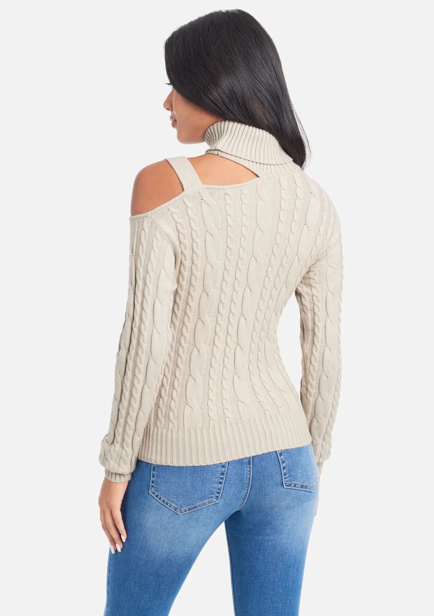Mock Neck Cut Out Sweater Top | Bebe
