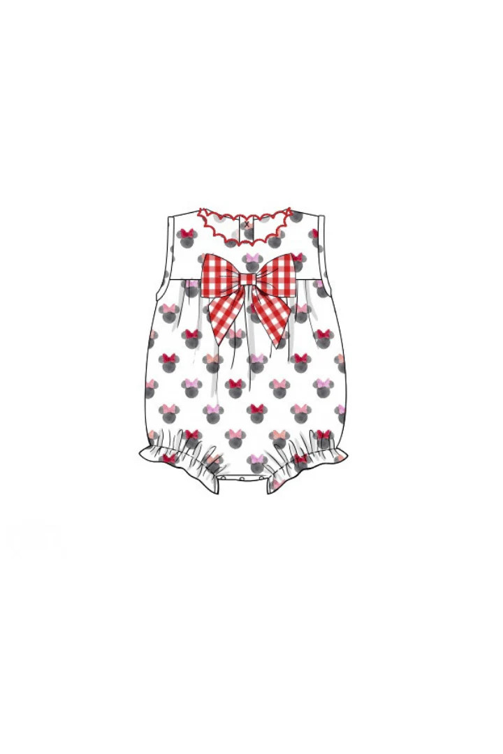 Pre-Order Watercolor Mouse Scalloped Bow Bubble | The Smocked Flamingo