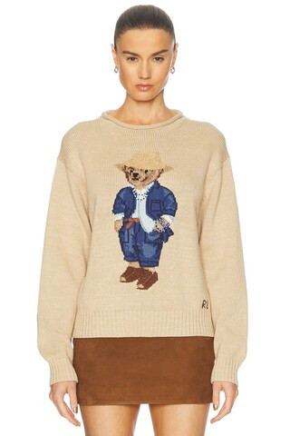 Polo Ralph Lauren Crewneck Sweater in Tan Multi | FWRD | FWRD 