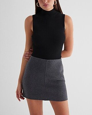 High Waisted Wool-Blend Mini Skirt | Express