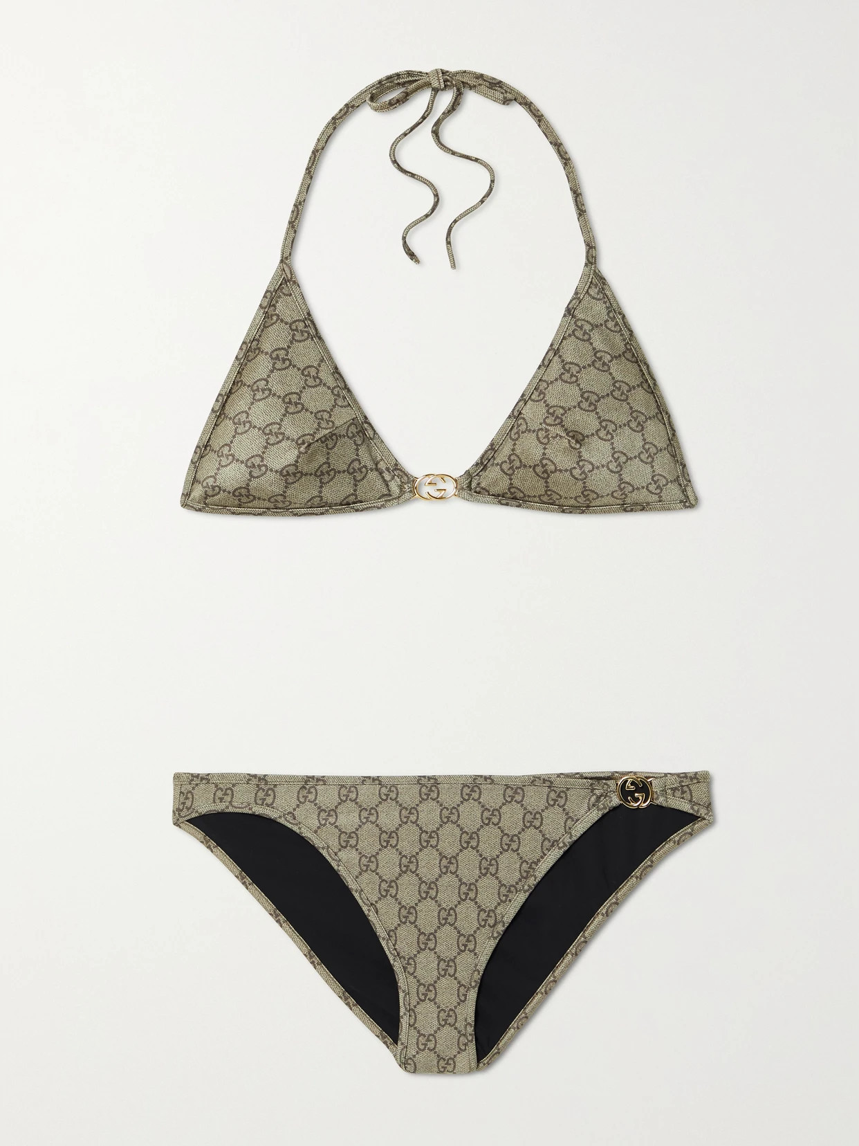 Gucci - Embellished Printed Bikini - Neutrals | NET-A-PORTER (US)