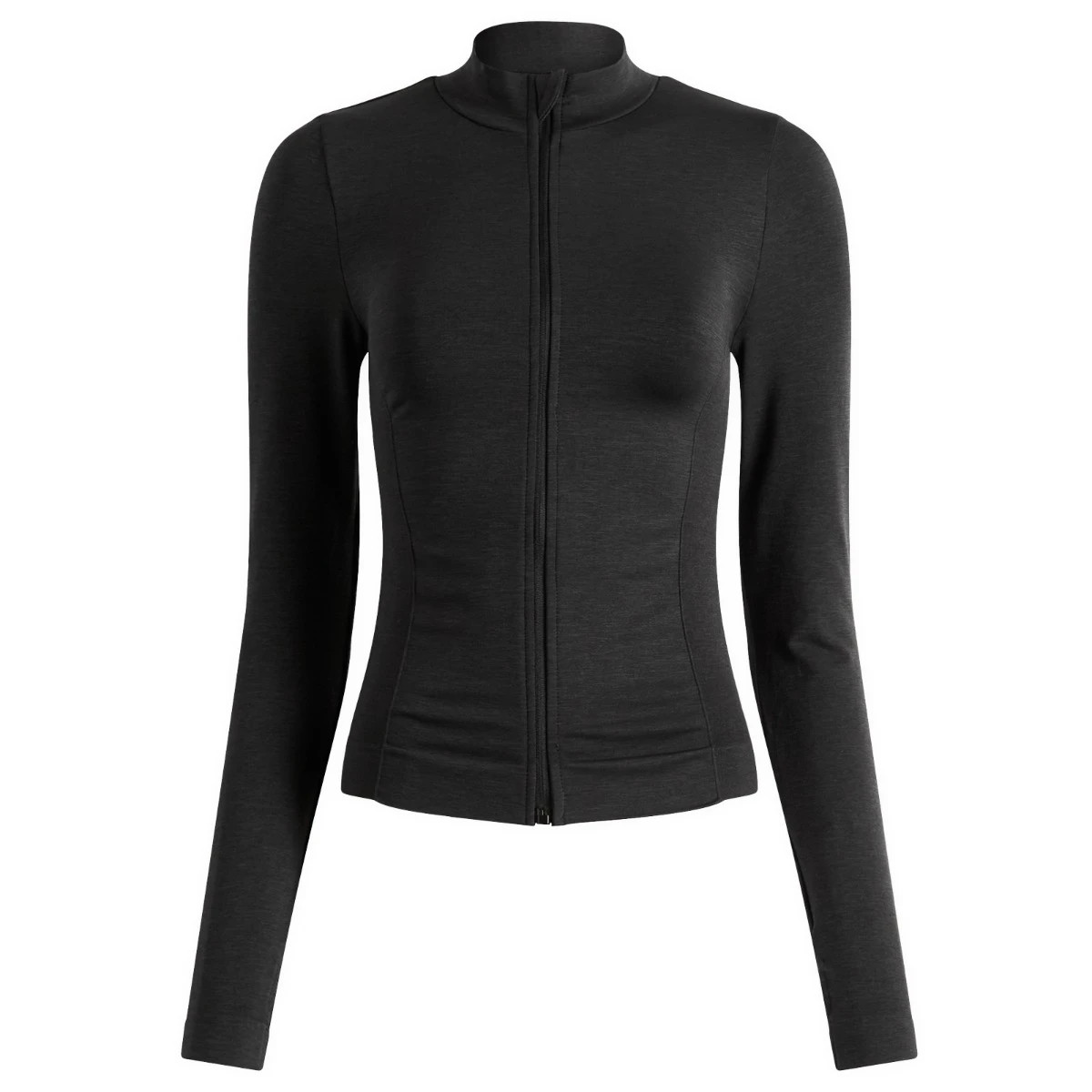 TALA Women's Sculpt Seamless Zip Through Mock Neck Black Marl | END. Clothing