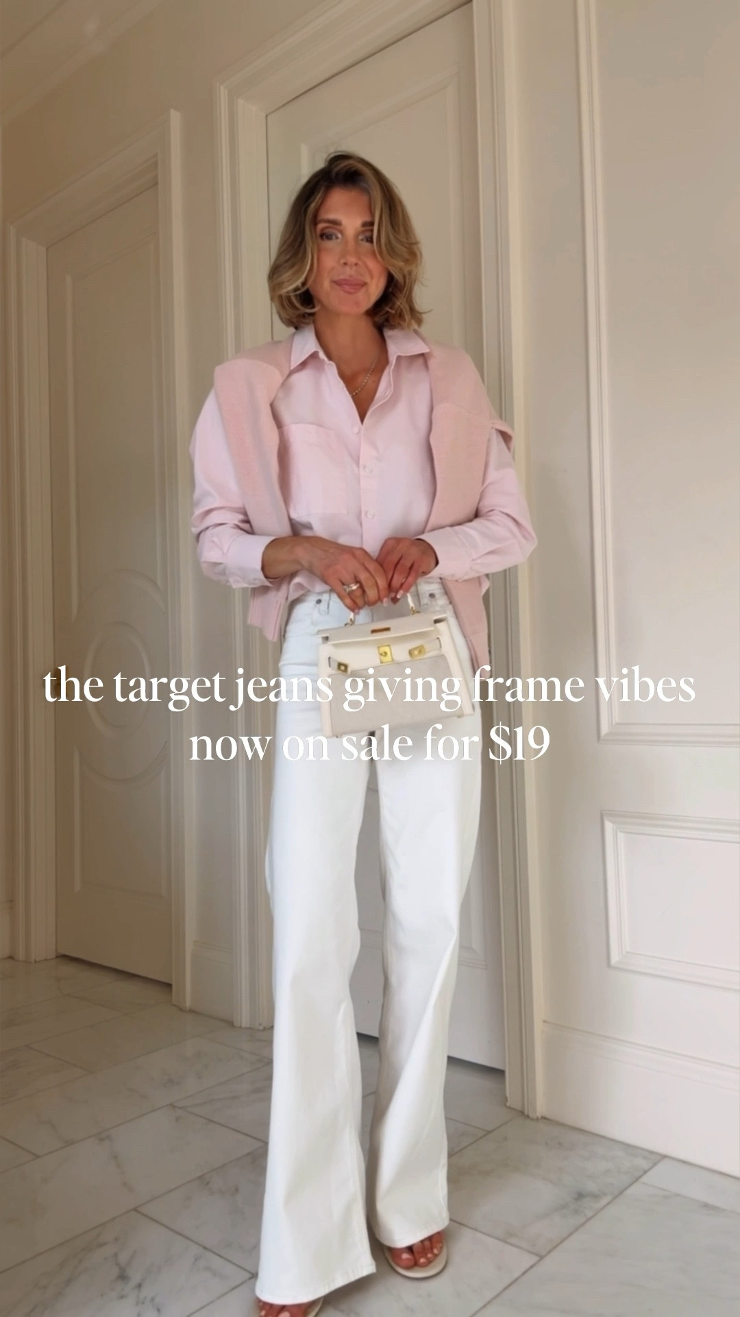 So impressed with these target jeans! They look just like frame - on sale for $19. These are stretch, high rise and fit tts. I'm 5'$ wearing size small 