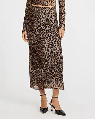Express Women's Leopard Mesh Maxi Skirt Medium | Express