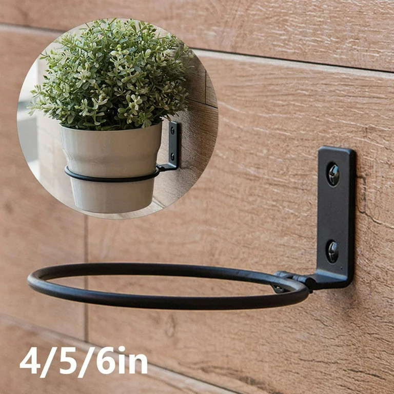 Willstar 6 inch Flower Pot Holder, Planter Ring Hanger, Wall Mounted Pot Hook Bracket, Black | Walmart (US)