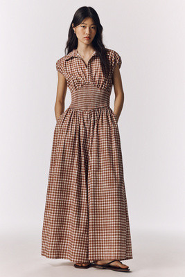 Hutch Gingham Basque-Waist Jumpsuit | Anthropologie (US)