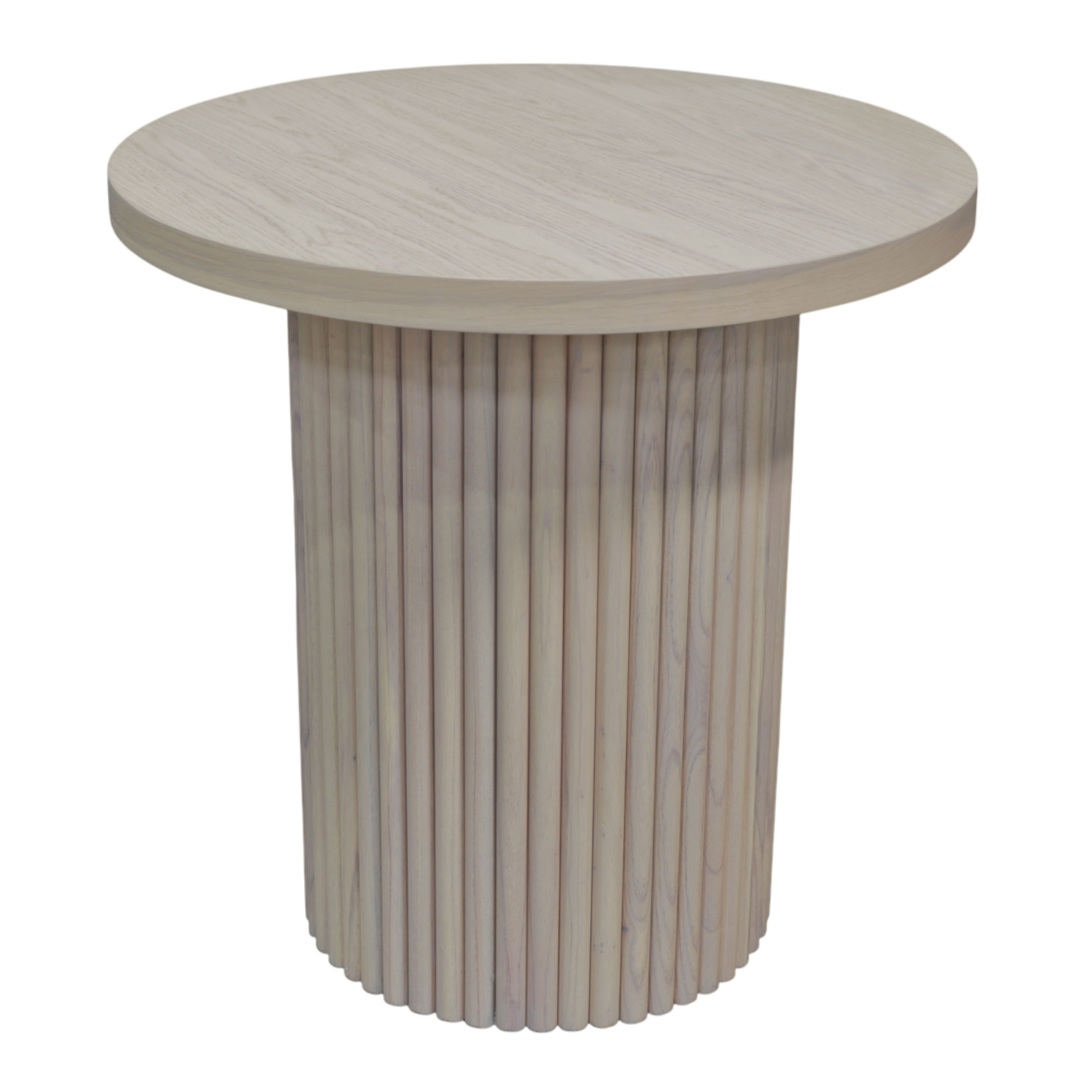 Safia Round Wood Fluted Pedestal End Table | World Market