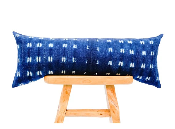 Extra Long Bolster Pillow African Indigo Mudcloth Pillow | Etsy | Etsy (US)
