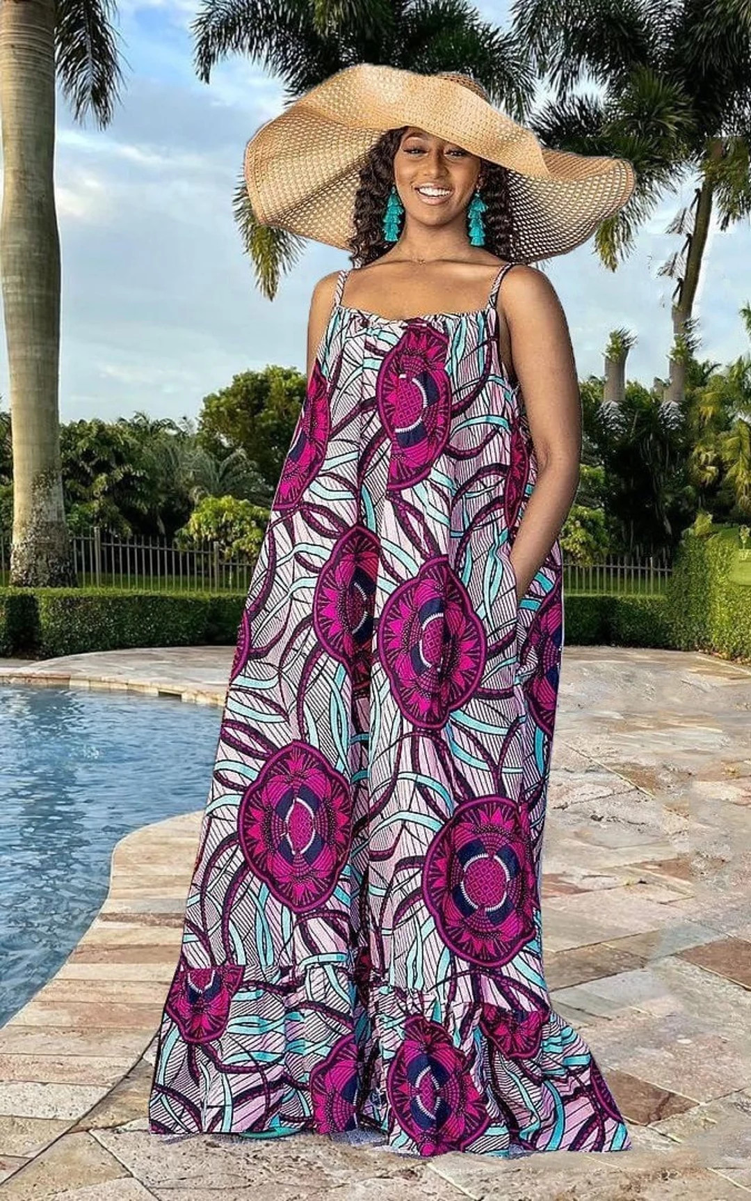 African Ankara Style Print Long Maxi Sundress African Maxi Dress for Women Ankara Clothing Africa... | Etsy (US)