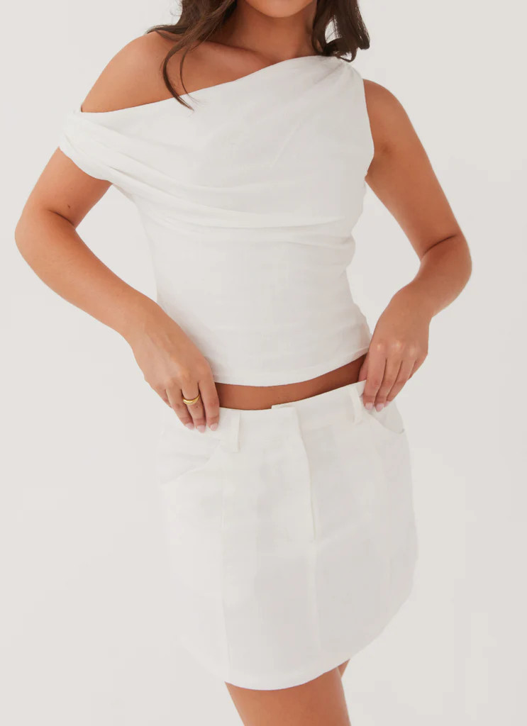Marissa Linen Mini Skirt - White | Peppermayo (Global)