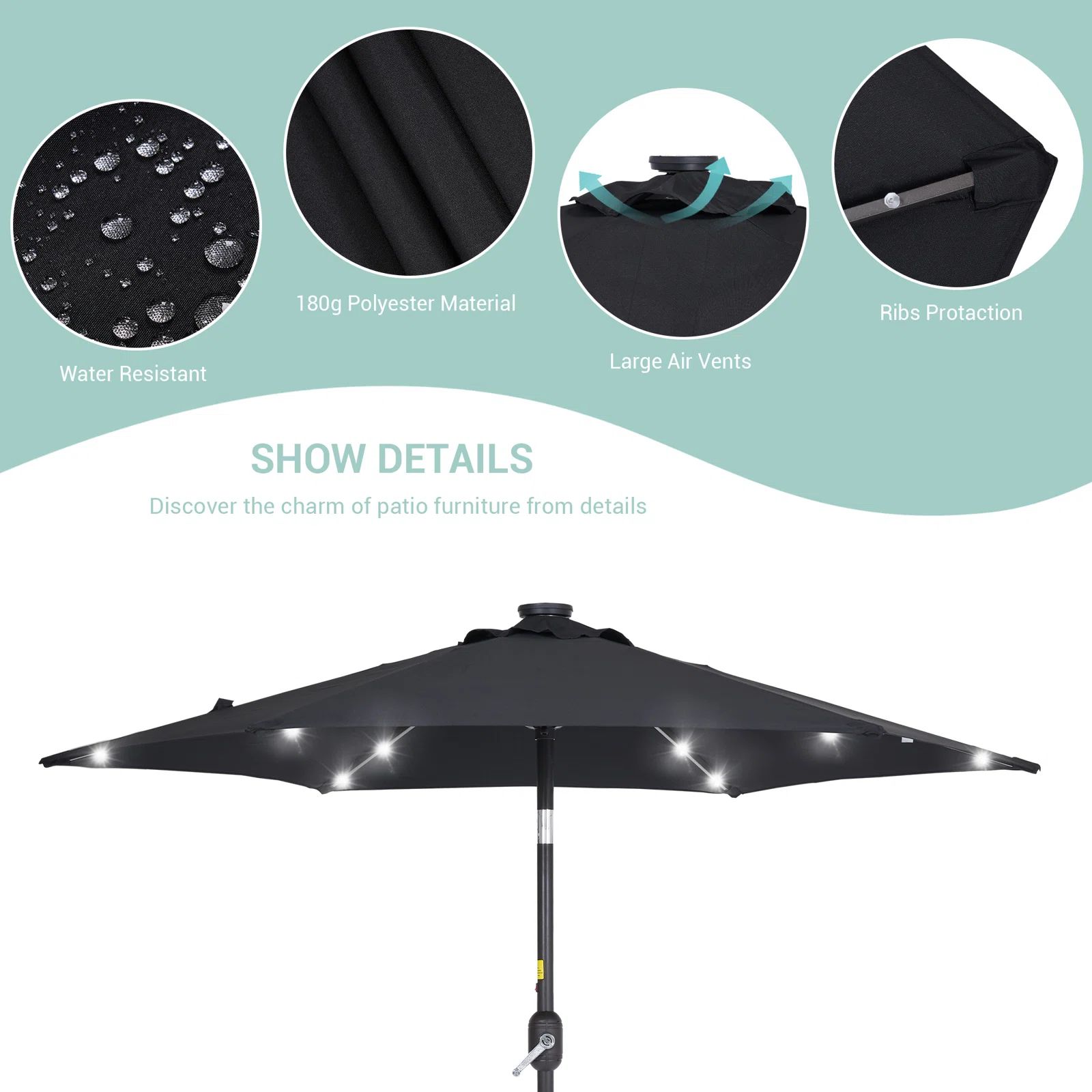 Dorance 90'' Lighted Market Umbrella | Wayfair North America