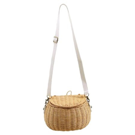 Portable Rattan Basket Shoulder Bag with Long Strap Kids Woven Basket Bag Handwoven Picnic Messenger | Walmart (US)