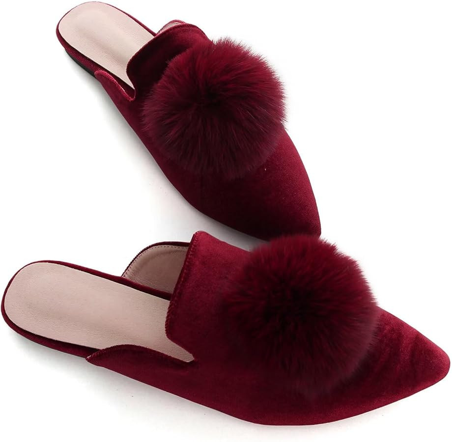 Hee grand Women's Mules Bowknot Suede Comfortable Slip On Flats Closed Pointed Toe Backless Loafe... | Amazon (US)