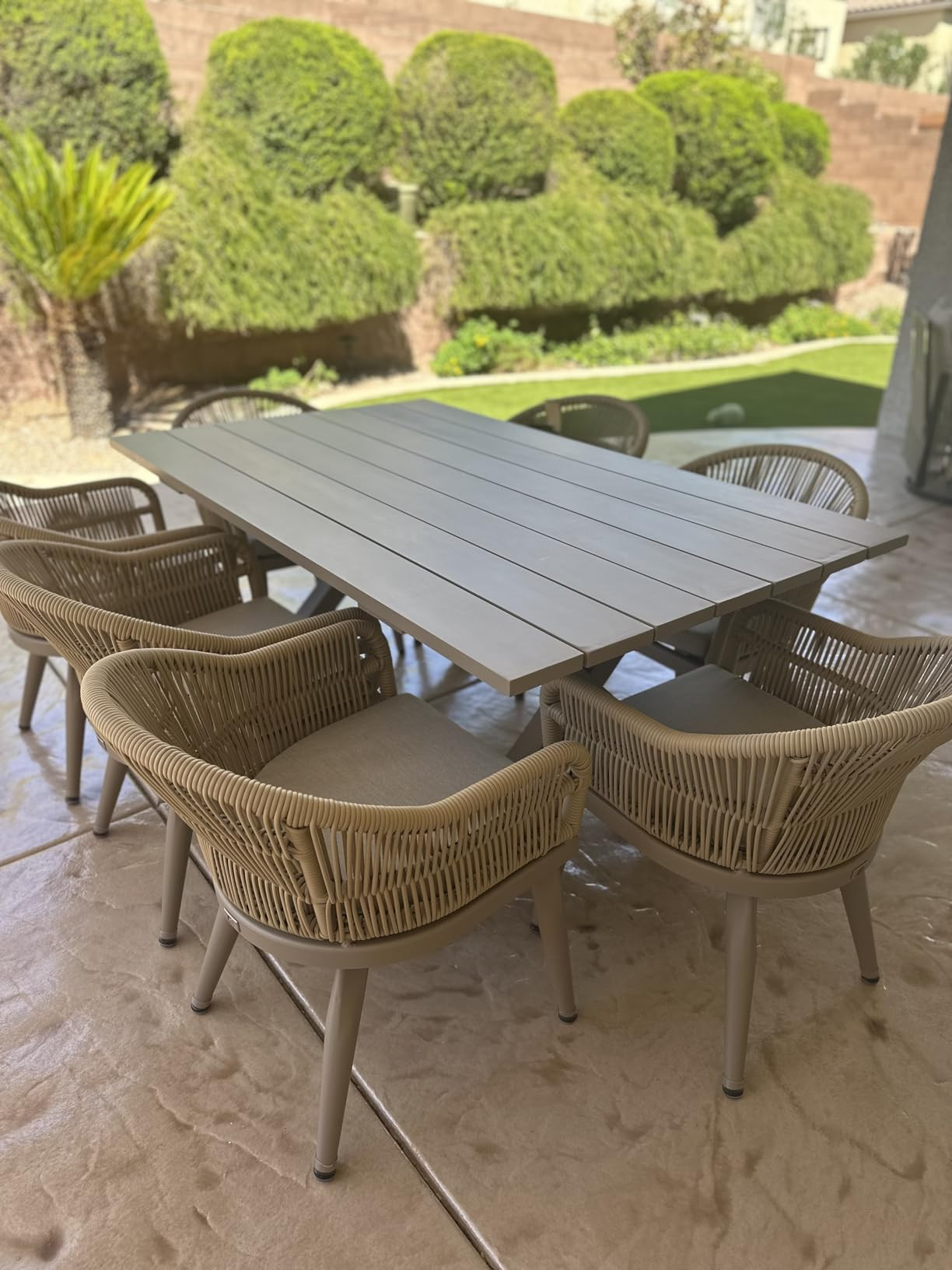 PURPLE LEAF 7 Pieces Outdoor Dining Set with Patio Aluminium Dining Table and Wicker Rattan Chair... | Amazon (US)