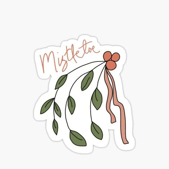 Mistletoe Sticker with Blush Pink Ribbon | Etsy | Etsy (US)