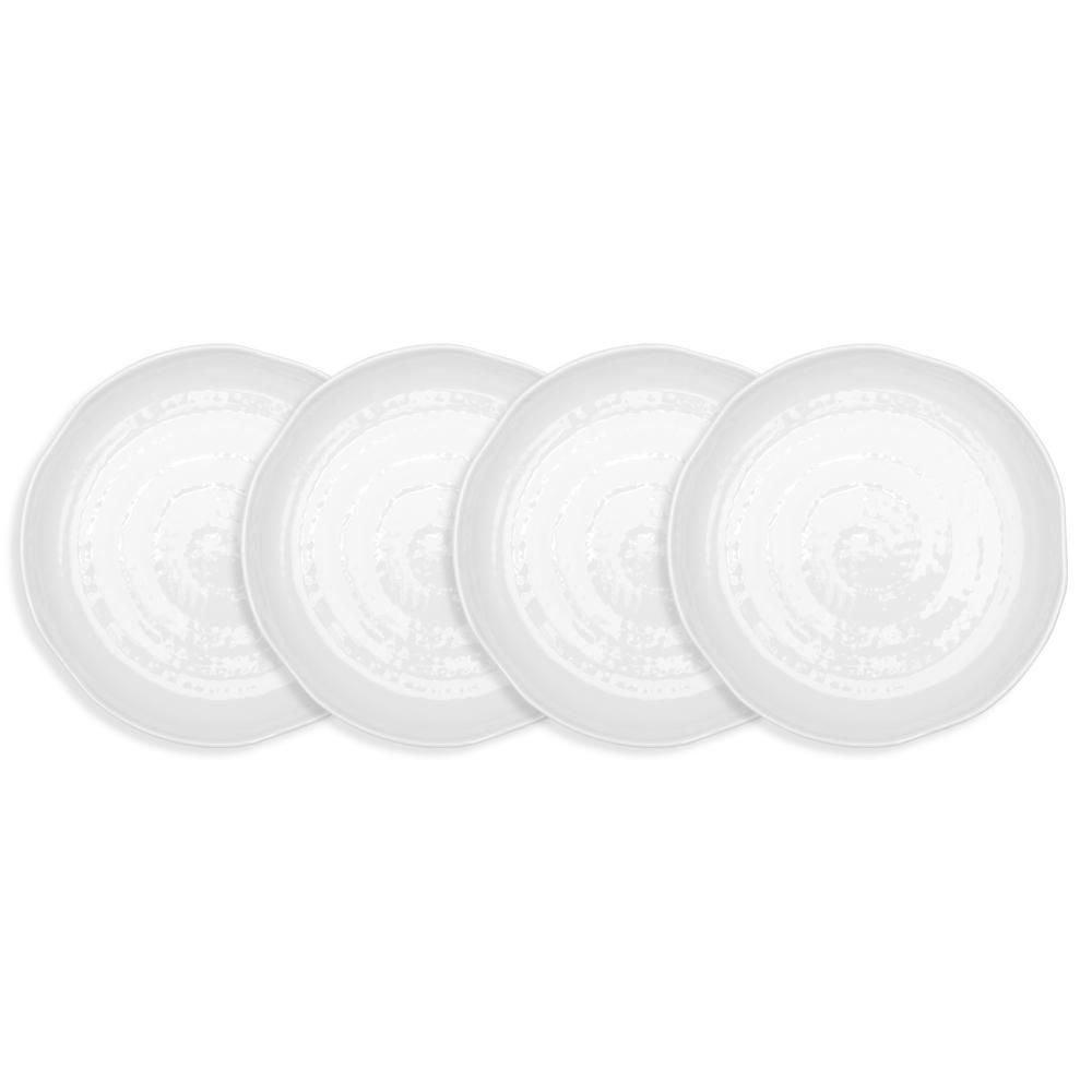 Q Squared Pearl 4-Piece Traditional White Melamine Outdoor Salad Plate Set (Service for 4)-PEARL0... | The Home Depot