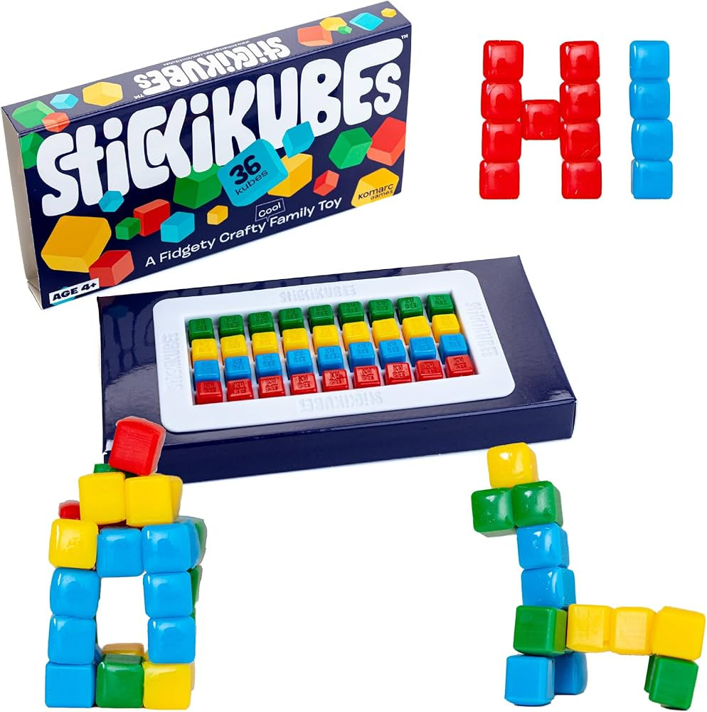 KOMARC GAMES StickiKubes, Mini Stacking Cubes That Stick to Anything, Non Toxic Kid Safe Sticky B... | Amazon (US)