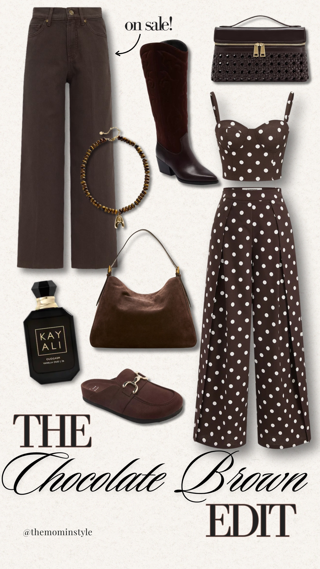 Chocolate brown is the color I’m building so many fall outfits around this year. These jeans, boots, bags, mules, and polka dot set make it easy to wear the shade from casual days to dinner plans without everything feeling the same.

chocolate brown outfit, brown jeans, brown boots, fall handbags, brown mules, polka dot set, fall fashion, fall outfit ideas, chocolate brown accessories, women over 40 fashion, TheMomInStyle

#LTKootd #LTKSeasonal #LTKOver40