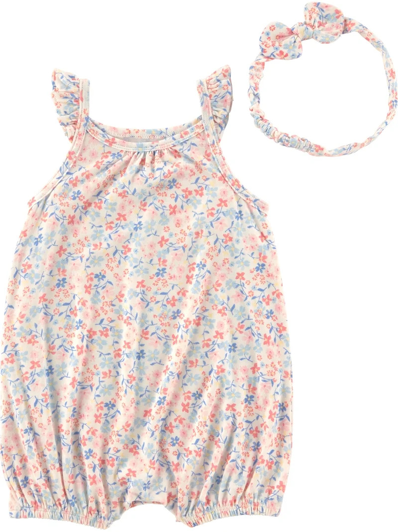 Carter's Child of Mine Baby Girl ComfySoft Romper and Bow Set, 2-Piece, Sizes Preemie-18 Months | Walmart (US)