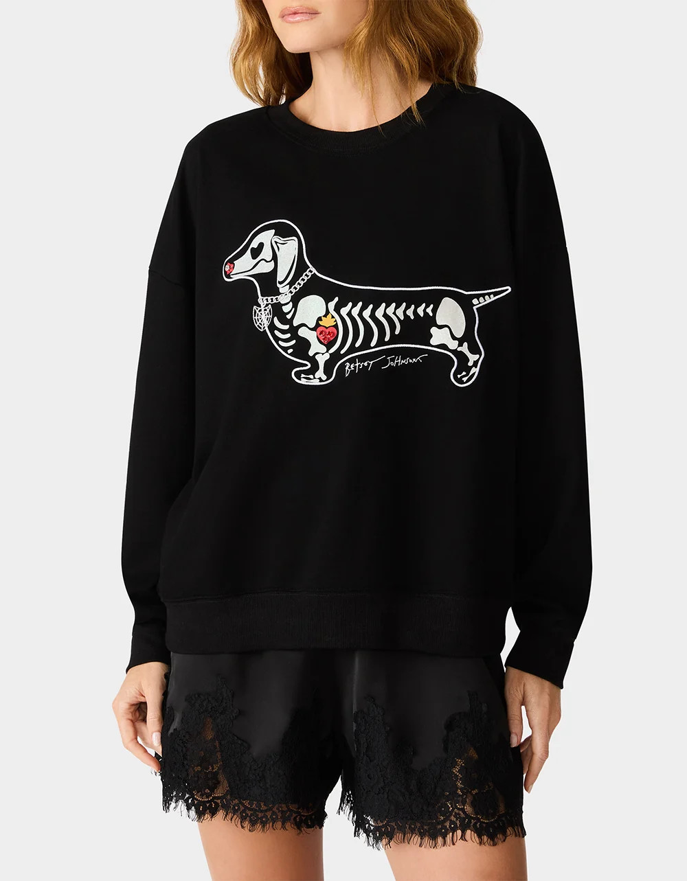 Halloweenie Sweatshirt Black | Betsey Johnson