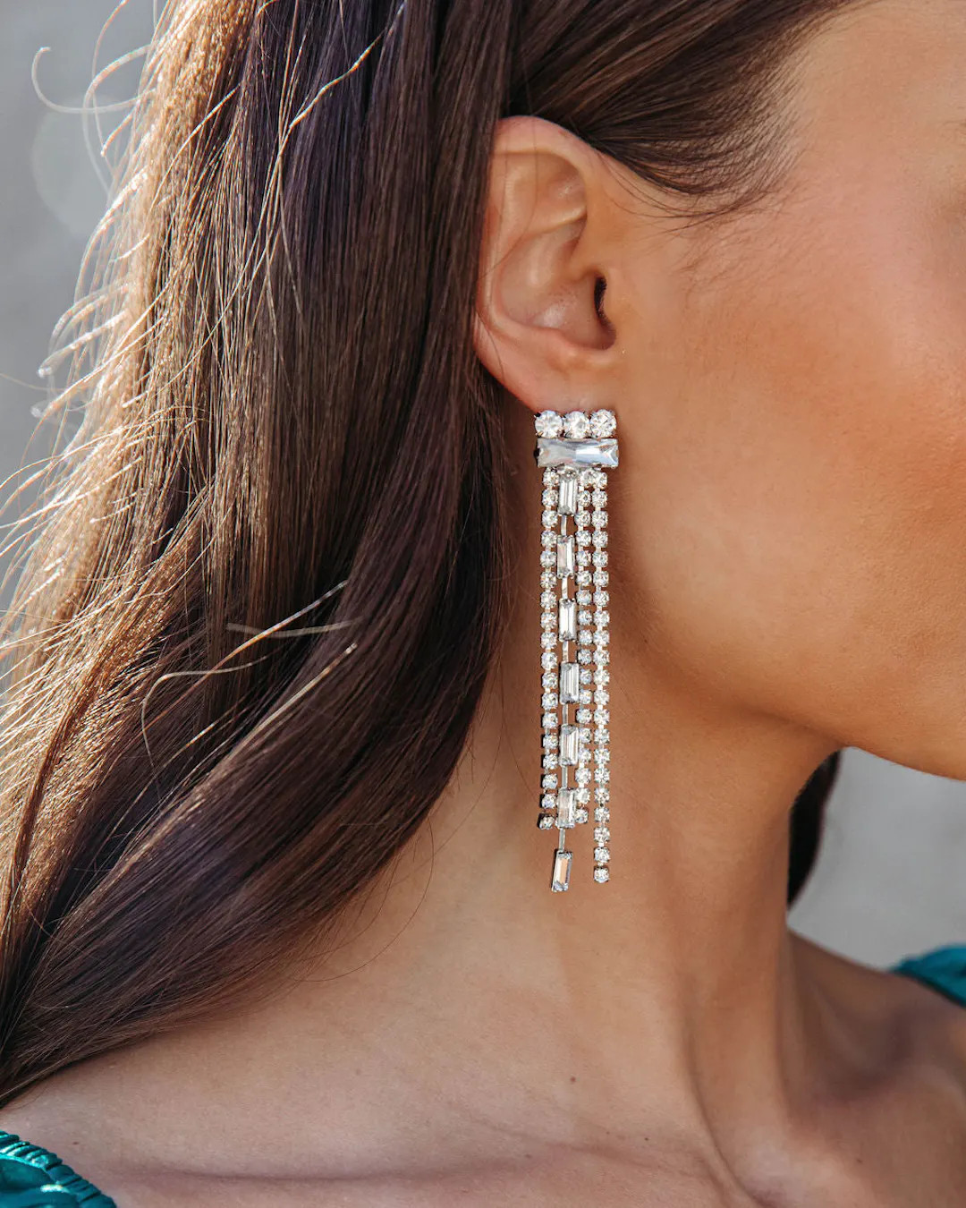 Magical Dreams Crystal Fringe Drop Earrings - Silver | VICI