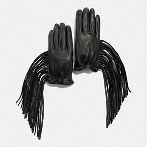 Coach - Leather Fringe Glove Black M/L | Coach (US)