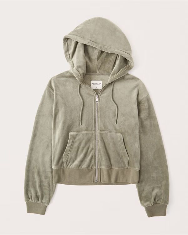 Velour Full-Zip Sweatshirt | Abercrombie & Fitch (US)