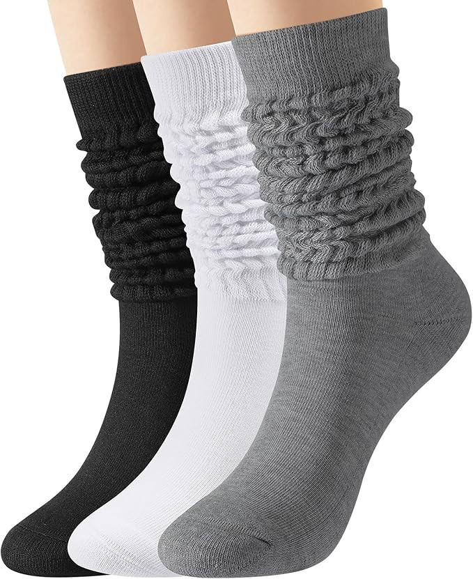 3 Pairs Slouch Socks Women, Long Winter Thigh High Boot Scrunch Socks, Warm Soft Slouchy Sock for... | Amazon (US)