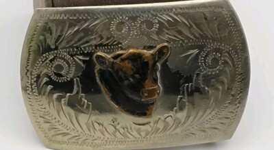 Vintage Comstock Silversmiths German Silver Steer Cow Western Belt Buckle  | eBay | eBay US