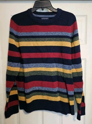VTG Lands End 100% Lambs Wool Multi Colored Potterned Sweater Fair Isles 90s 80s | eBay US