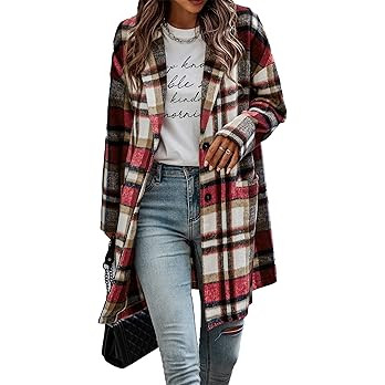 PRETTYGARDEN Women Plaid Shacket Jacket Trendy Fall Casual Button Wool Blend Tartan Trench Coat W... | Amazon (US)