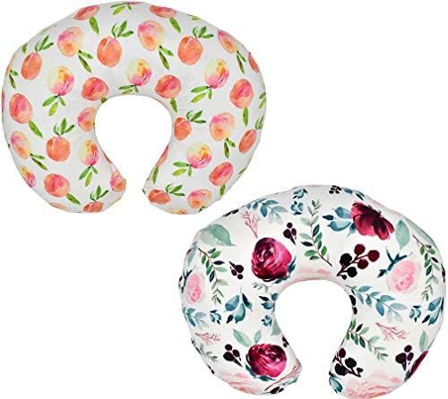 2 Pack (Floral & Peach) Nursing Pillow Cover Slipcover for Breastfeeding Pillows, Soft and Comfortab | Amazon (US)