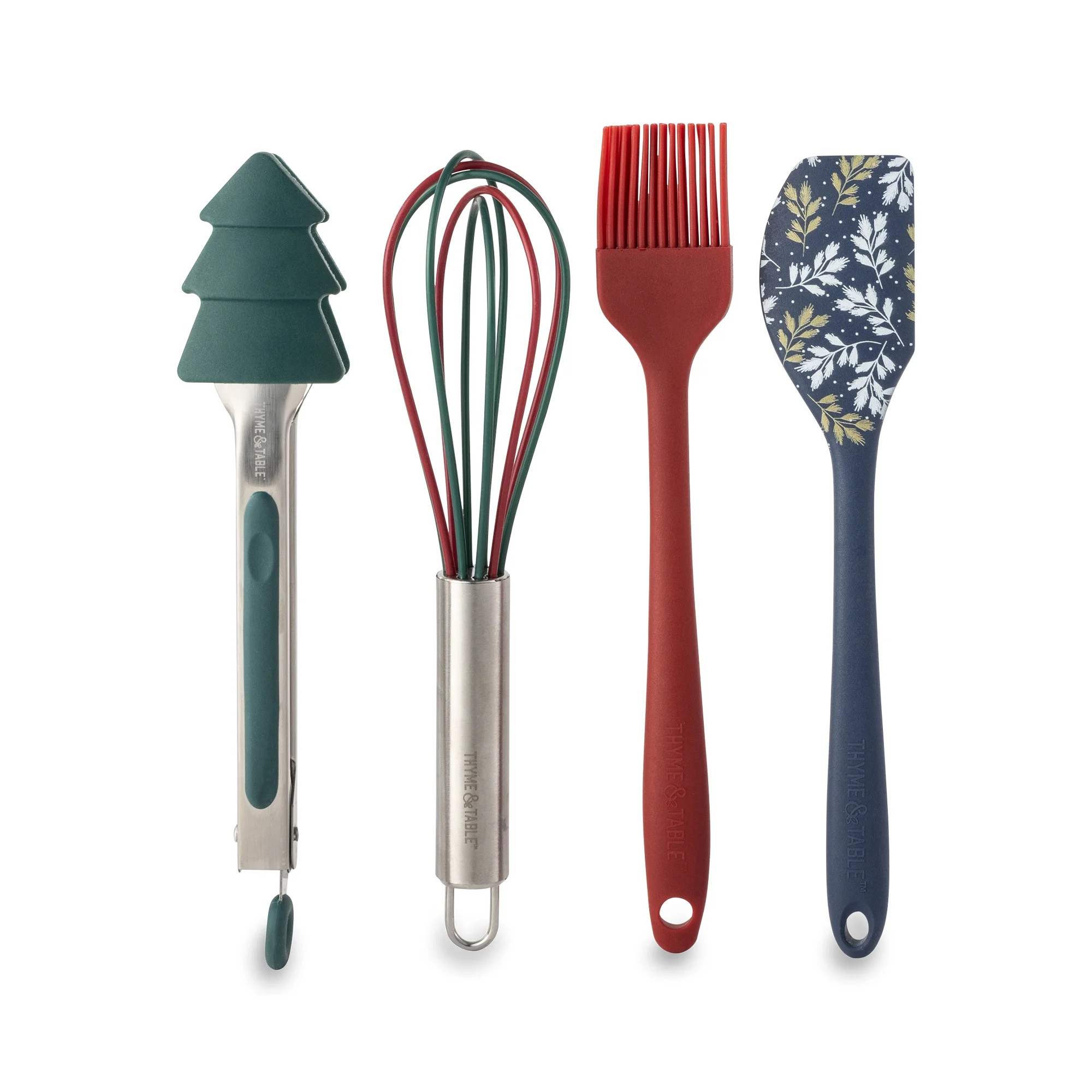 Thyme & Table Juego de Utensilios de Cocina Navideños de 4 Piezas - Acebo Azul | Walmart (US)