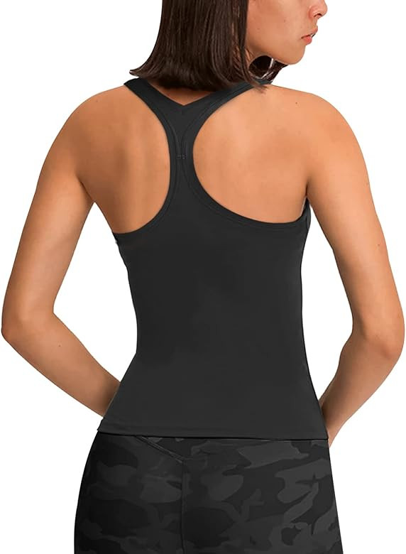 LASLULU Womens Racerback Crop Tank Top Sleeveless Workout Tops Slim Fit Cropped Athletic Shirts M... | Amazon (US)