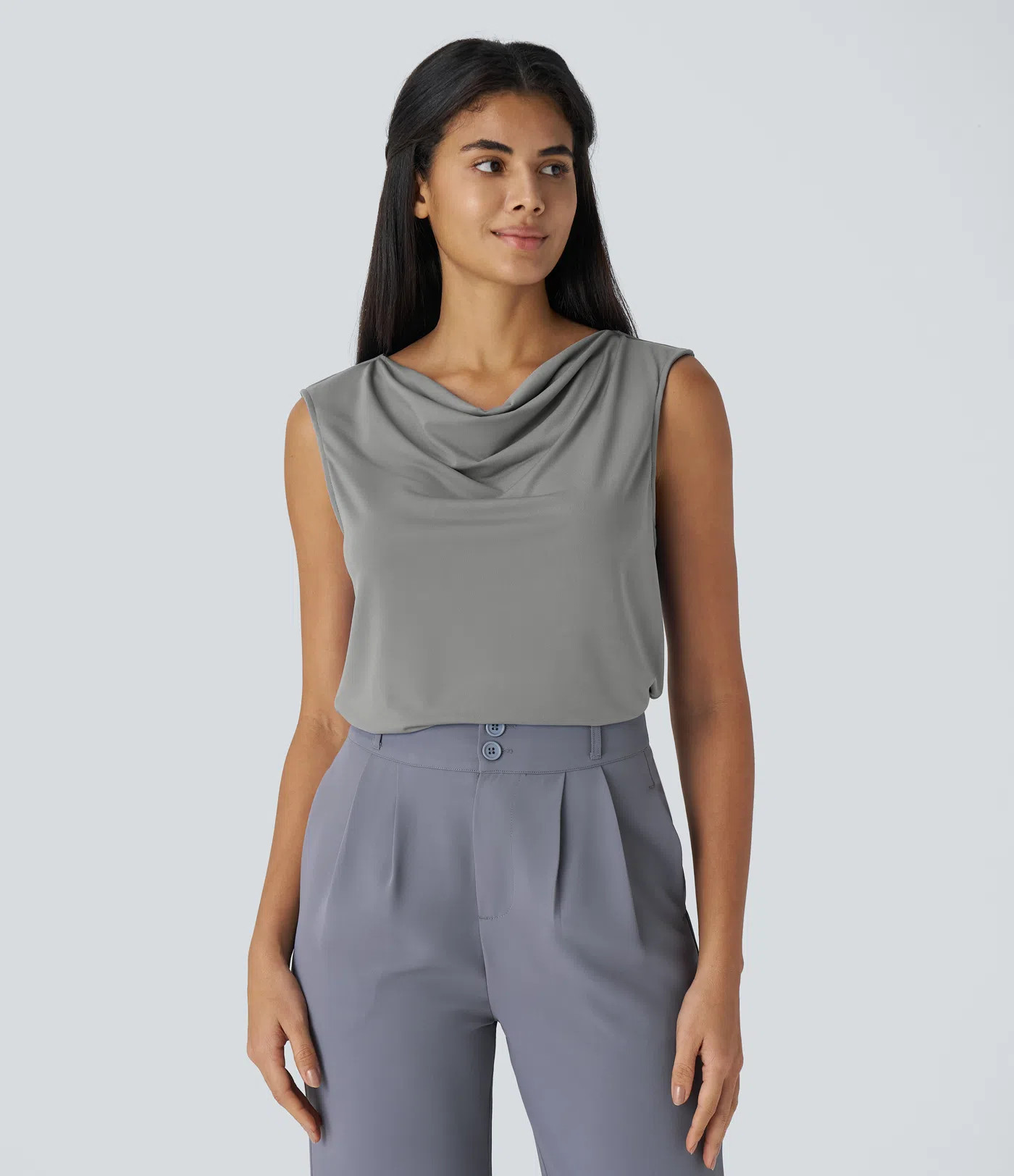 Cowl Neck Sleeveless Work Blouse | HALARA