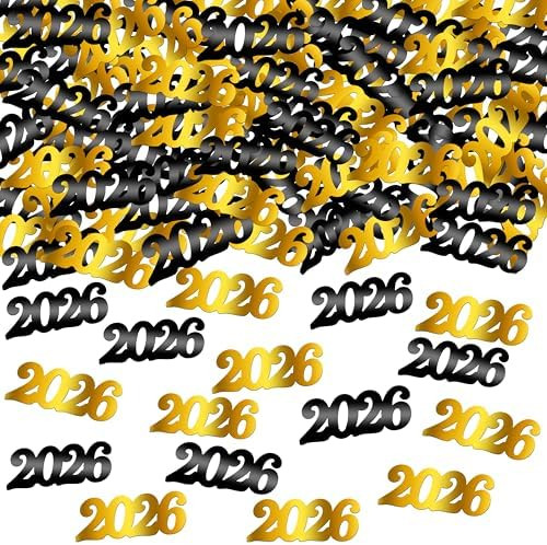 KatchOn, Shiny Black and Gold 2026 New Years Confetti - Pack of 500 | Happy New Year 2026 Confett... | Amazon (US)