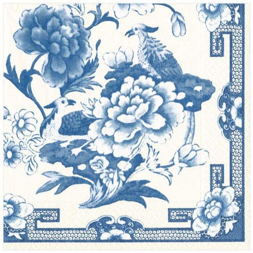 Caspari Blue White Paper Dinner Napkins, 20 Per Pack | Gracious Style