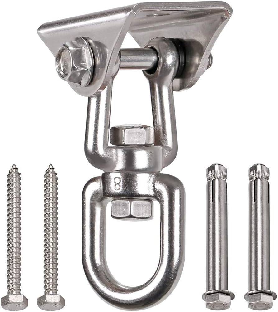 Heavy Duty 360° Swivel Swing Hanger, Stainless Steel Swing Hook for Ceiling Wooden Porch Swing H... | Amazon (US)