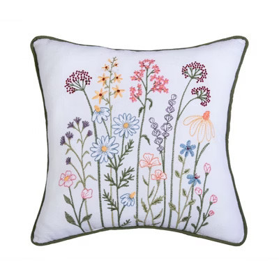 C&F Home Botanical Garden Flowers Cotton Blend Mini Spring Accent Pillow 12" x 12" | Target